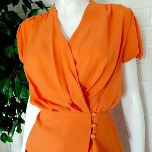 Orange short sleeve blouse